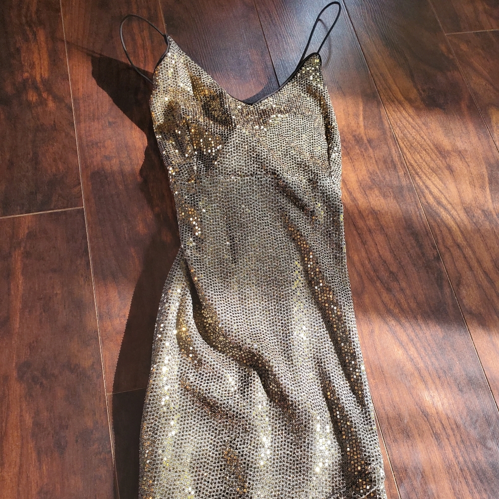 Gold sequin party dress in size small